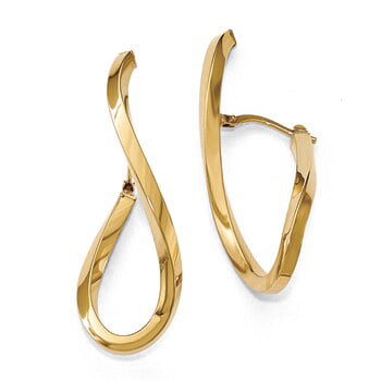 Lex & Lu 14k White Gold Polished & Satin Twisted Hoop Earrings 